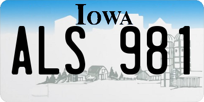 IA license plate ALS981