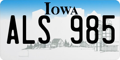 IA license plate ALS985