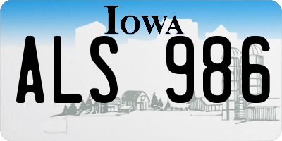 IA license plate ALS986