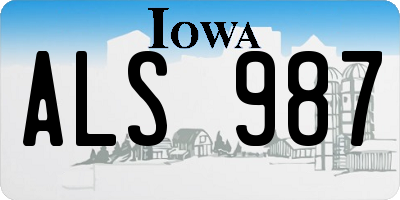 IA license plate ALS987