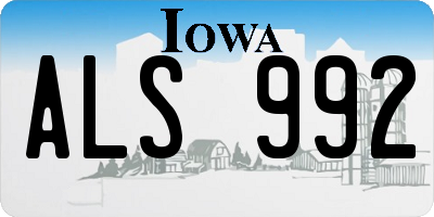 IA license plate ALS992