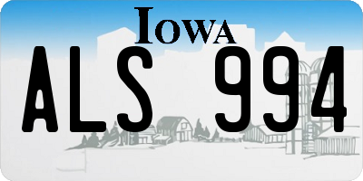 IA license plate ALS994