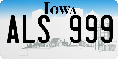 IA license plate ALS999