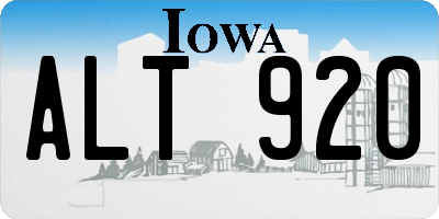 IA license plate ALT920