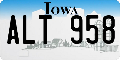 IA license plate ALT958