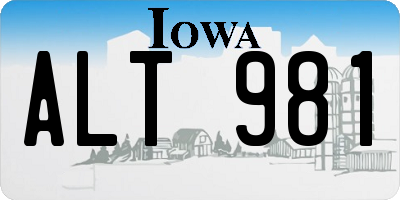 IA license plate ALT981