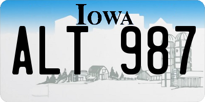 IA license plate ALT987