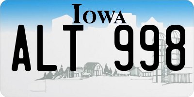 IA license plate ALT998