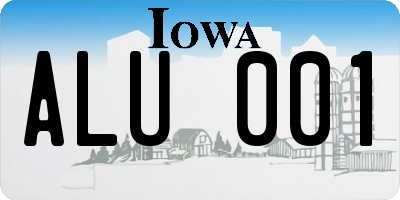 IA license plate ALU001