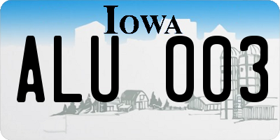 IA license plate ALU003