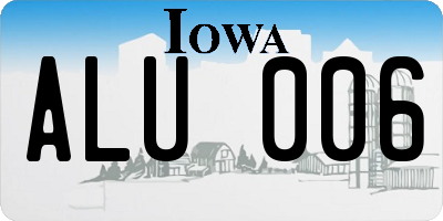 IA license plate ALU006