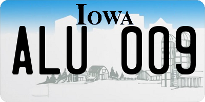 IA license plate ALU009
