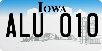 IA license plate ALU010