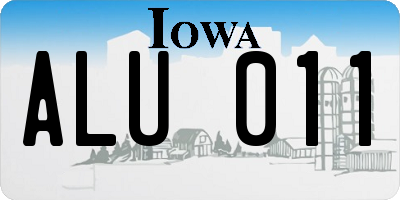 IA license plate ALU011