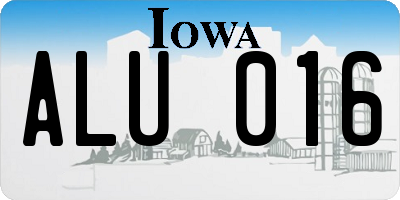 IA license plate ALU016
