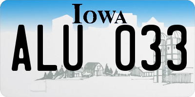 IA license plate ALU033