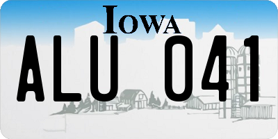 IA license plate ALU041