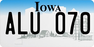 IA license plate ALU070