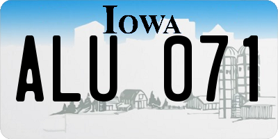 IA license plate ALU071