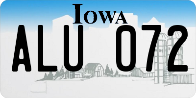 IA license plate ALU072
