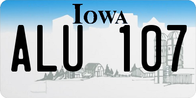 IA license plate ALU107