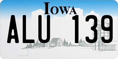 IA license plate ALU139