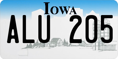 IA license plate ALU205