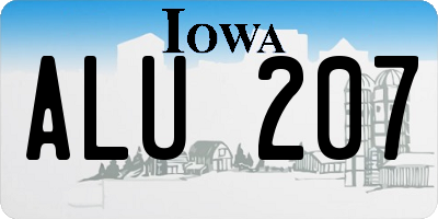 IA license plate ALU207