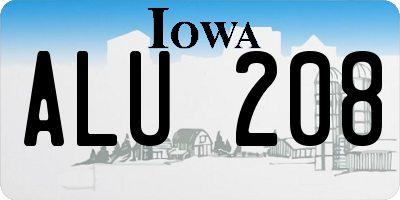 IA license plate ALU208