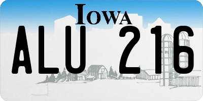 IA license plate ALU216