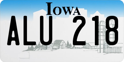 IA license plate ALU218