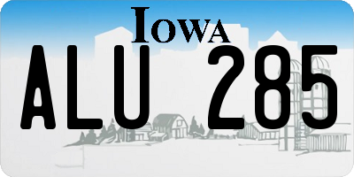 IA license plate ALU285