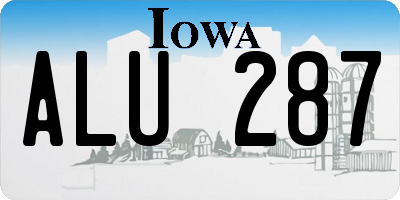 IA license plate ALU287