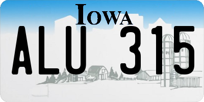 IA license plate ALU315