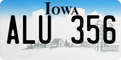 IA license plate ALU356