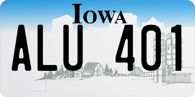 IA license plate ALU401