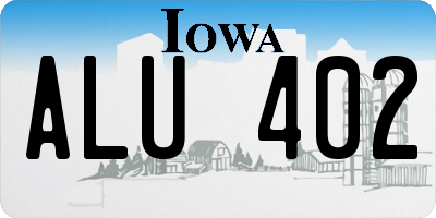 IA license plate ALU402