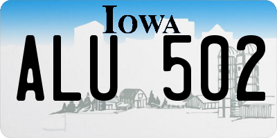 IA license plate ALU502
