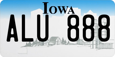 IA license plate ALU888