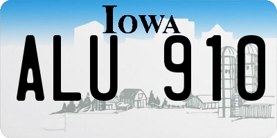 IA license plate ALU910