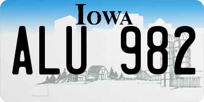 IA license plate ALU982