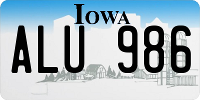 IA license plate ALU986