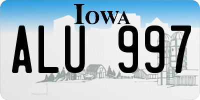 IA license plate ALU997