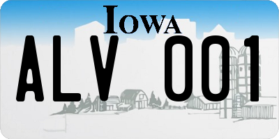 IA license plate ALV001