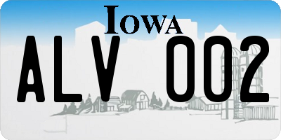 IA license plate ALV002