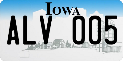 IA license plate ALV005
