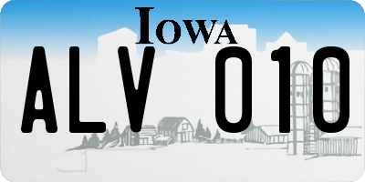 IA license plate ALV010
