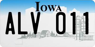 IA license plate ALV011