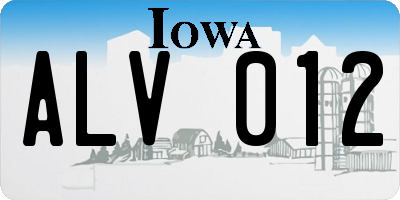 IA license plate ALV012