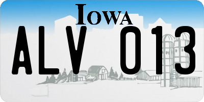 IA license plate ALV013